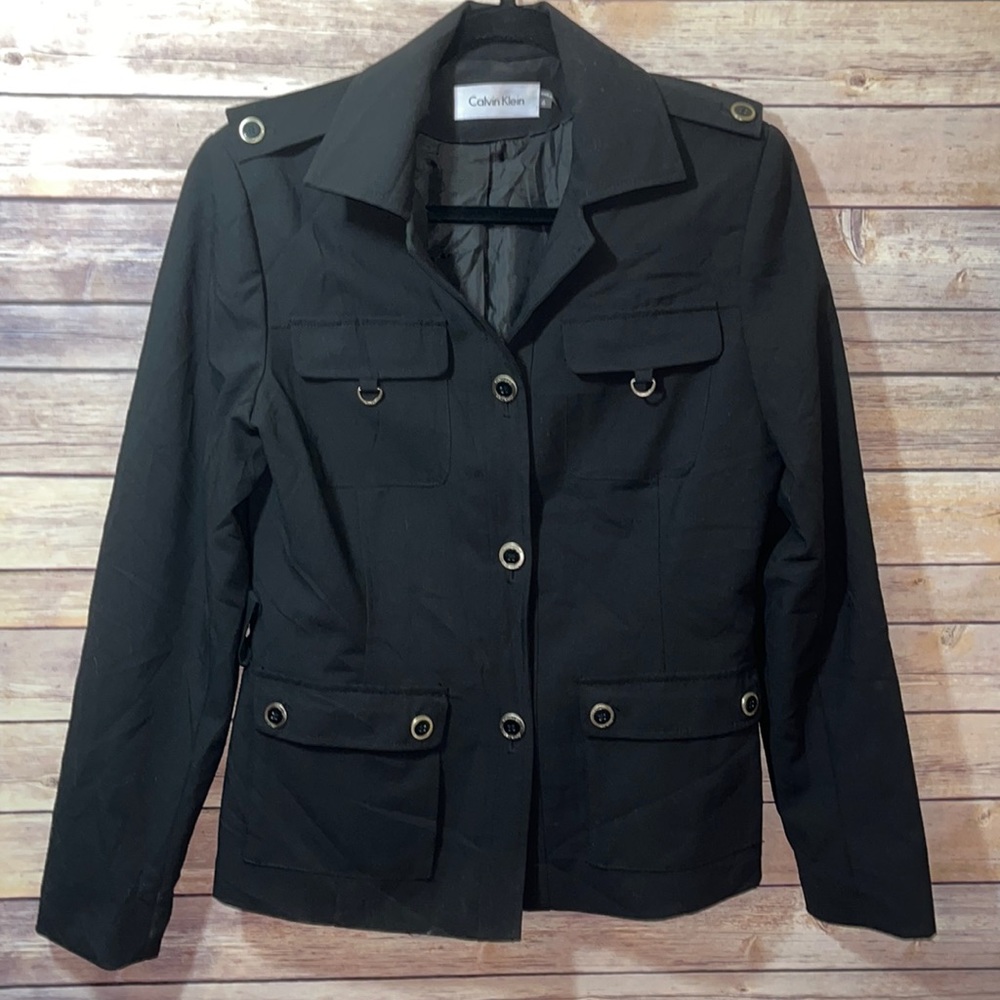 Calvin Klein Black Peacoat Style Jacket Size 6 Large